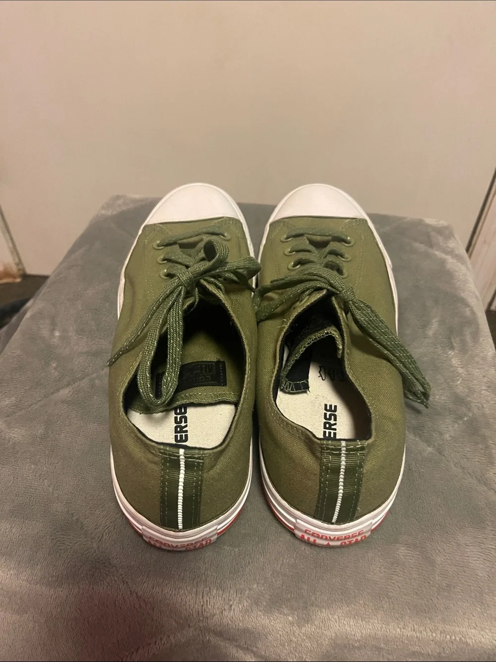 Low-Top Olive Green Canvas Athletic Sneakers